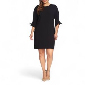 Cece Plus Size Rich Black 3/4 Tie Sleeve Dress